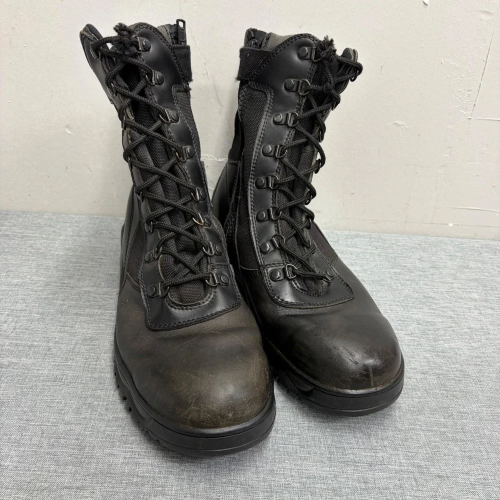 Rothco Tactical Boots Mens 11 Black Side Zip Leather Nylon Combat Workwear V85